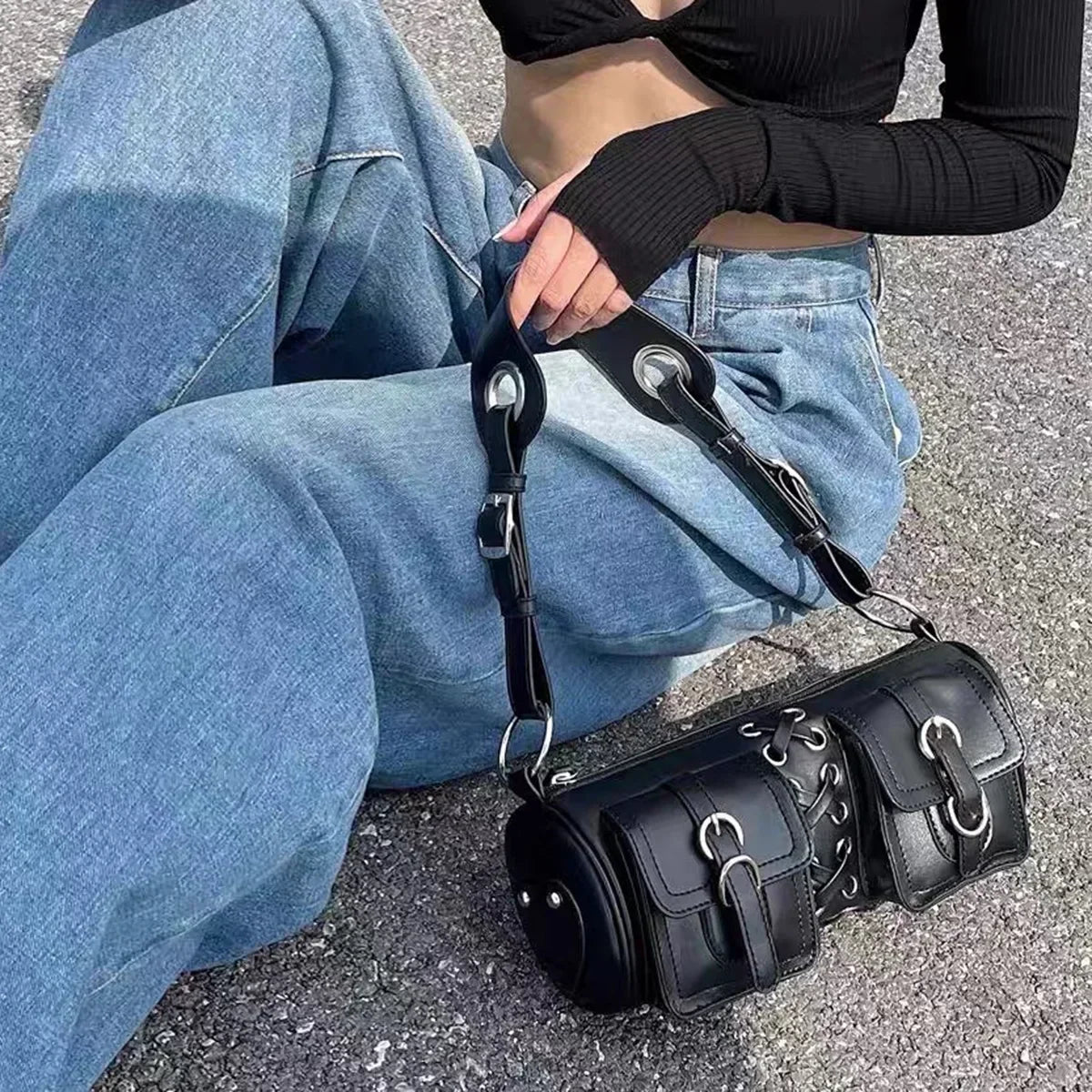 Stylische Schultertasche im Moto- & Biker-Stil – Vielseitiger Begleiter für jeden Tag