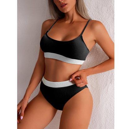High Waist Bikini Swimwear Women Swimsuit New Push Up Biquini Ribbed Bathing Suit Women Sexy High Cut Bikinis Set - ChMode