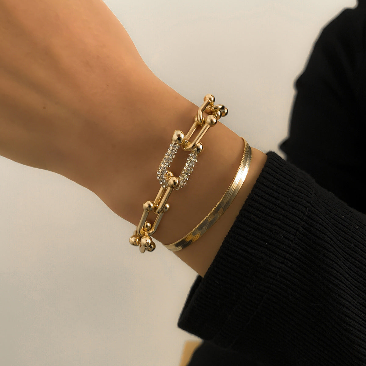 2-teiliges Fashion-Armband-Set mit Strass