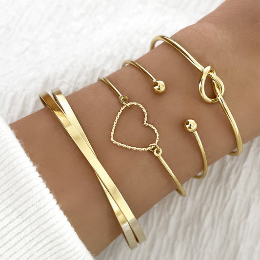 Herz Buchstabe Love Bangle Armband für Damen – Modisches Mehrlagiges Geometrisches Charm Armband, Schmuckgeschenke - ChMode