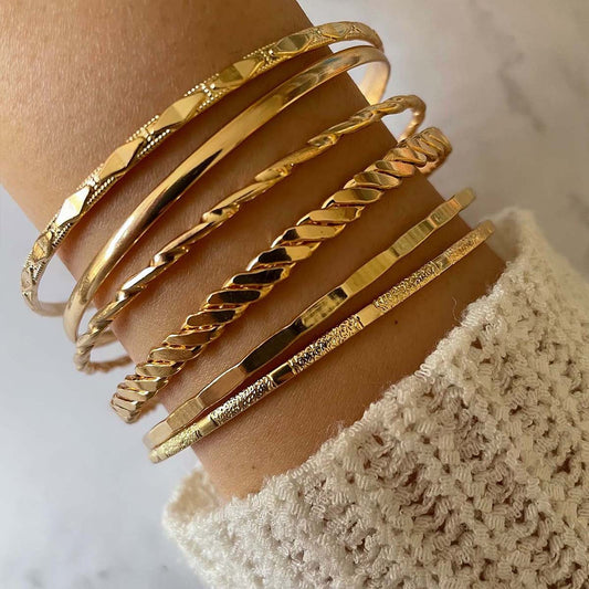 Metall-Kettenarmband-Set für Damen – Geometrisches Design, goldfarbene dicke Gliederkette, modischer Schmuck - ChMode